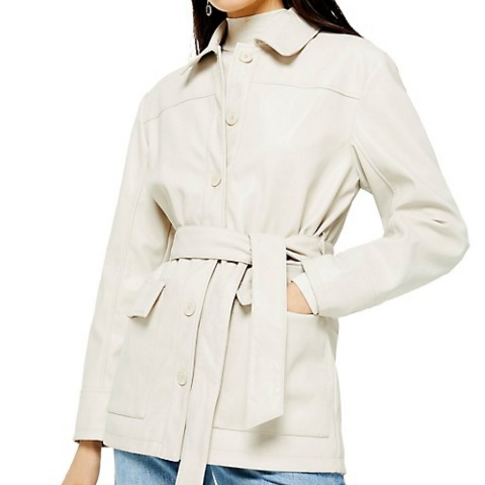 Topshop Faux Leather Blazer